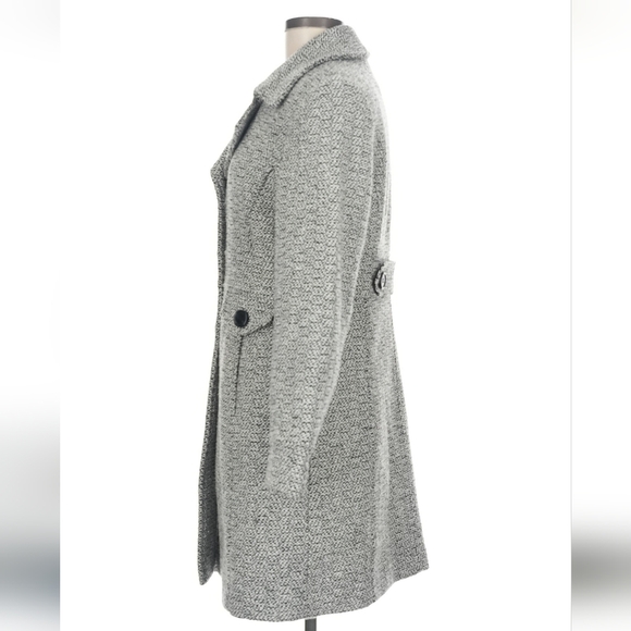 Giacca Black and White Single-Breasted Wool Winter Coat - Picture 5 of 14